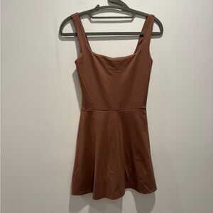 Reformation EcoStretch Brown Square-Neck Athletic Skort Dress